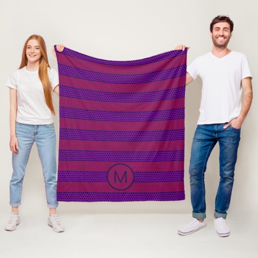 Lila und Magenta Muster gestreifte Monogramm Fleecedecke (Beispiel)