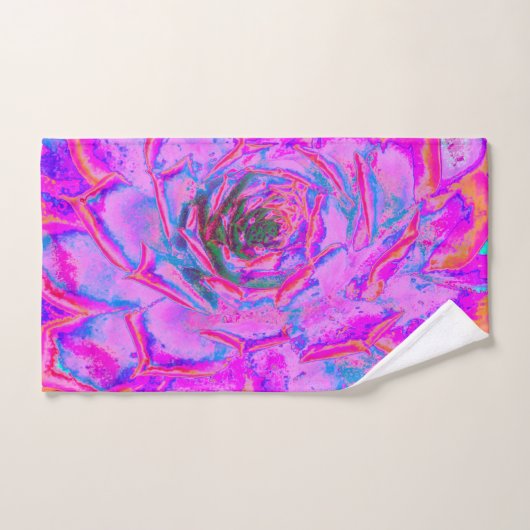 Lila und Magenta Succulent Sedum Rosette Badhandtuch Set (Handtuch)