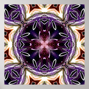 Lila- und Magentakosmischer Kaleidoskop-Muster Poster
