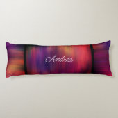 lila und magenträhnlicher abstrakter Text Seitenschläferkissen (Rückseite)