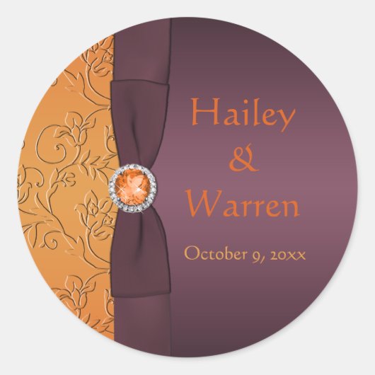 Lila und Mandarine 1,5" Durchmesser Rundaufkleber Runder Aufkleber (Vorderseite)