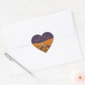 Lila und Mandarine Damask Heart Shaped Sticker (Umschlag)