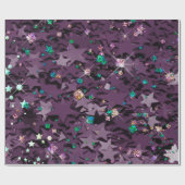 Lila und mehrfarbige Funkelnd Sterne Geschenkpapier (Flach)