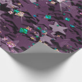 Lila und mehrfarbige Funkelnd Sterne Geschenkpapier (Ecke)