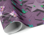 Lila und mehrfarbige Funkelnd Sterne Geschenkpapier (Rolleneckpunkt)