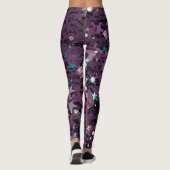 Lila und mehrfarbige Funkelnd Sterne Leggings (Rückseite)