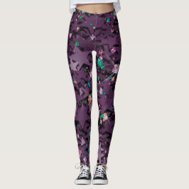 Lila und mehrfarbige Funkelnd Sterne Leggings