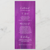 Lila und moderne Hochzeitskarte Menükarte (Rückseite)