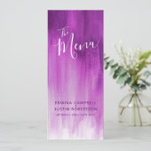 Lila und moderne Hochzeitskarte Menükarte (Stehend Vorderseite)
