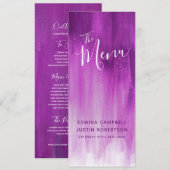 Lila und moderne Hochzeitskarte Menükarte (Vorne/Hinten)