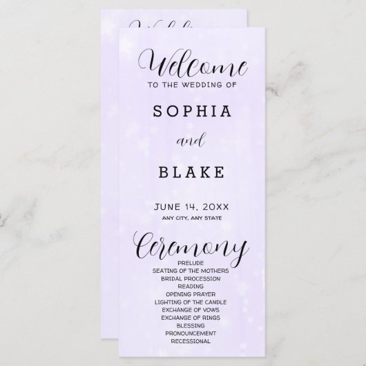 Lila und modernes Hochzeitsprogramm (Vorne/Hinten)