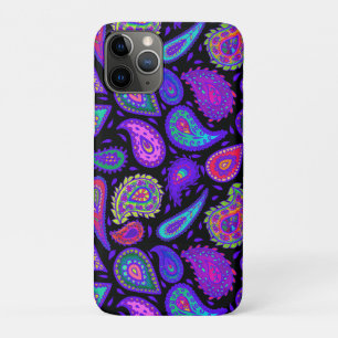 Lila und Multicolor Paisley auf Black Beautiful Case-Mate iPhone Hülle