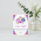 Lila und Navy Blue Floral Pumpkins Baby Dusche Begleitkarte (Stehend Vorderseite)