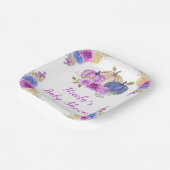 Lila und Navy Blue Floral Pumpkins Baby Dusche Pappteller (Gewinkelt)