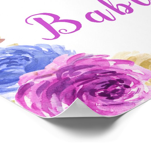 Lila und Navy Blue Floral Pumpkins Baby Dusche Poster (Ecke)