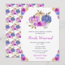 Lila und navy Blue Floral Pumpkins Brautparty