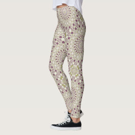 Lila und Olive Geometric Mandala Pattern Leggings