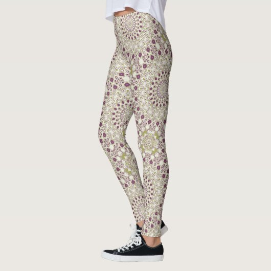 Lila und Olive Geometric Mandala Pattern Leggings (Links)