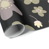 Lila und olivgrüne Buttercups mit schwarzer Farbe Geschenkpapier (Rolleneckpunkt)