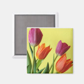Lila und orane Tulips Magnet (Vorderseite/Rückseite)