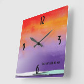 Lila und Orange Abstrakt Quadratische Wanduhr (Winkel)