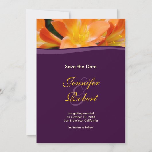 Lila und orange Ankündigung Datum freihalten (Vorderseite)