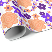 Lila und orange Blume Geschenkpapier (Rolleneckpunkt)