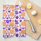 Lila und orange Blume Geschirrtuch (Viertel Falte)