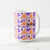 Lila und orange Blume Kaffeetasse (VorderseiteRechts)