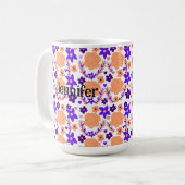 Lila und orange Blume Kaffeetasse (Vorderseite Links)