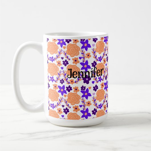Lila und orange Blume Kaffeetasse (Links)