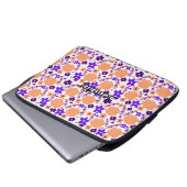 Lila und orange Blume Laptopschutzhülle (Vorne Knopf)