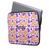 Lila und orange Blume Laptopschutzhülle (Vorderseite Links)