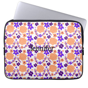 Lila und orange Blume Laptopschutzhülle
