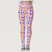 Lila und orange Blume Leggings (Vorderseite)
