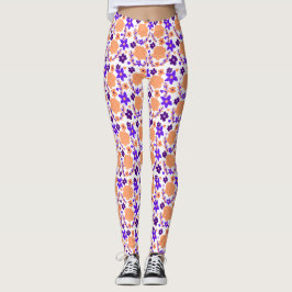 Lila und orange Blume Leggings