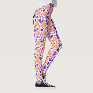 Lila und orange Blume Leggings