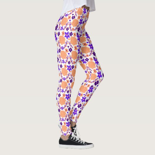 Lila und orange Blume Leggings (Rechts)