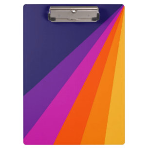 Lila und orange diagonale Retro-Streifen Klemmbrett