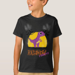 Lila und Orange Dinosaurier Jagen zu Halloween T-Shirt