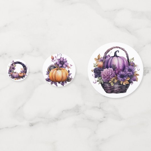 LILA UND ORANGE FALL-PUMPKINS KONFETTI (Rückseiten)