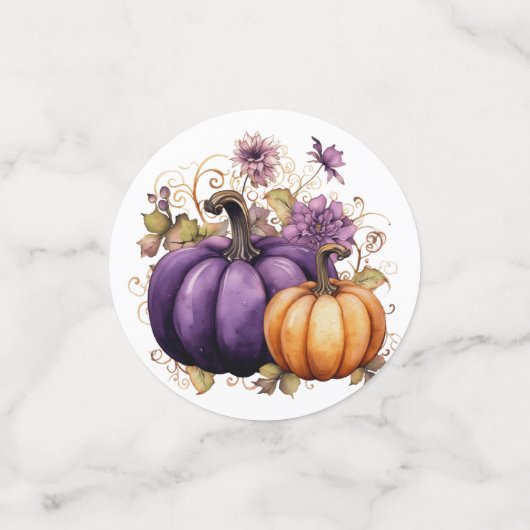 LILA UND ORANGE FALL-PUMPKINS KONFETTI (Klein Vorderseite)