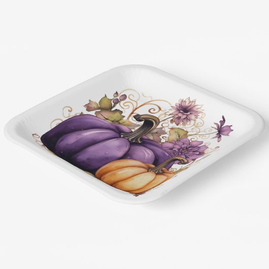 LILA UND ORANGE FALL-PUMPKINS PAPPTELLER (Gewinkelt)