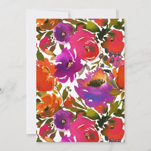 Lila und Orange Floral Mr. and Mrs Wedding Einladung (Rückseite)