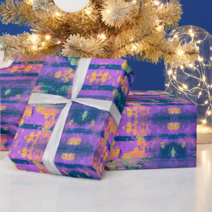 Lila und Orange gemustertes Geschenkpapier
