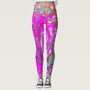 Lila und Orange Groovy Abstract Retro Wirbel Leggings