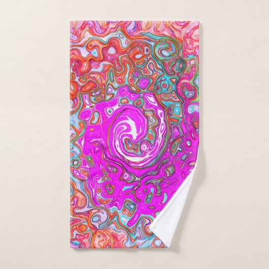 Lila und Orange Groovy Abstrakt Retro Swirl Badhandtuch Set (Handtuch)
