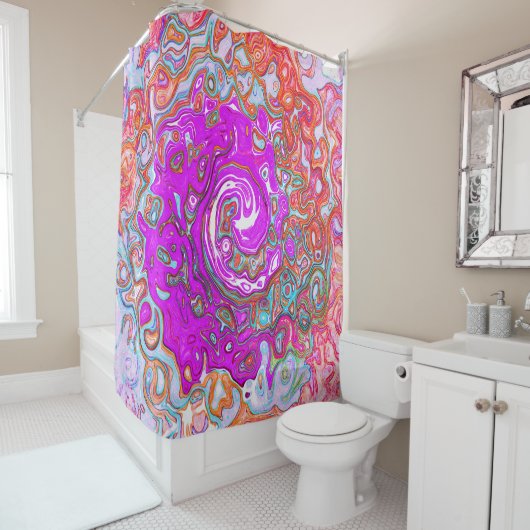 Lila und Orange Groovy Abstrakt Retro Swirl Duschvorhang (Beispiel)