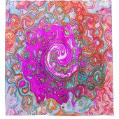 Lila und Orange Groovy Abstrakt Retro Swirl Duschvorhang (Vorderseite)