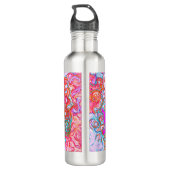 Lila und Orange Groovy Abstrakt Retro Swirl Edelstahlflasche (Rückseite)